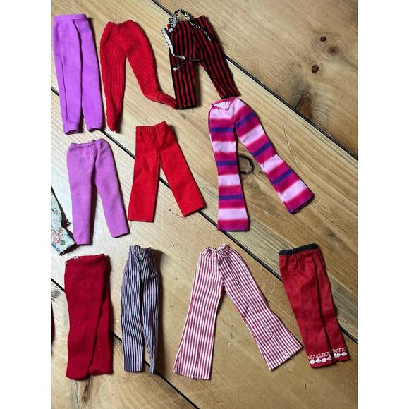Lot of 16 Vintage Barbie Doll Clothing. Pants lot. Reds Pinks Flared Stripes - Picture 4 of 6